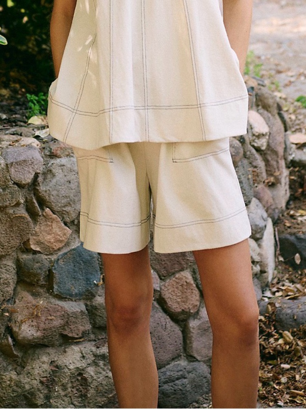 Free People Strada Shorts Size: XS pop-stitch seams, Pull on Shorts in Natural